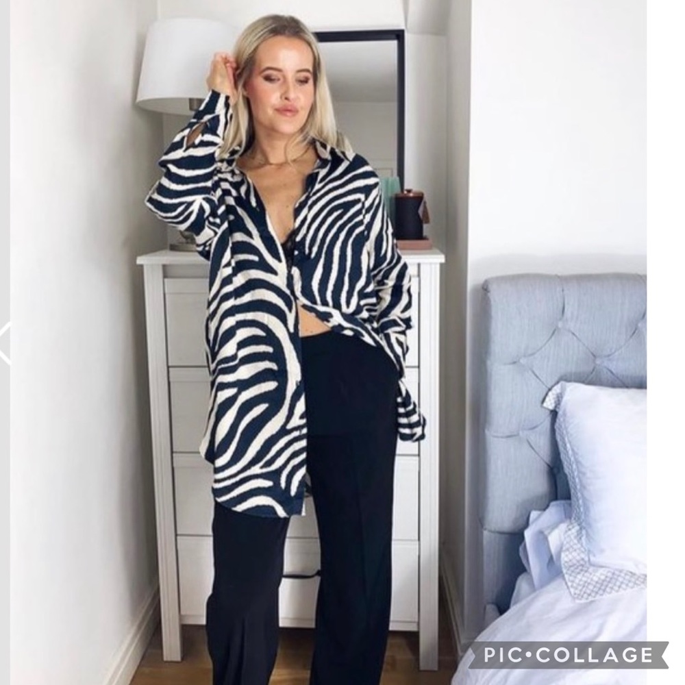 NWT H&M Blogger Fave Zebra Print Satin Shirt/Pants - Picture 12 of 12